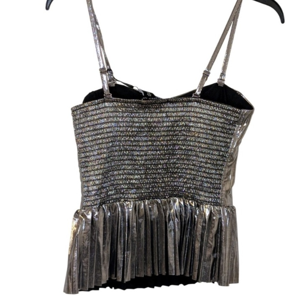 Silver Sleeveless Bustier Peplum Camisole B - Picture 4 of 6